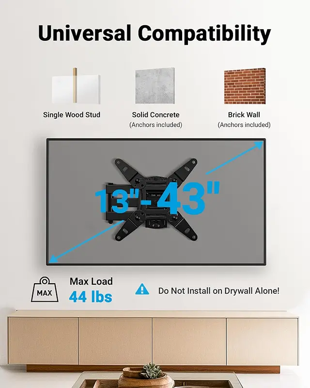 full motion TV wall mount 13-43 inch