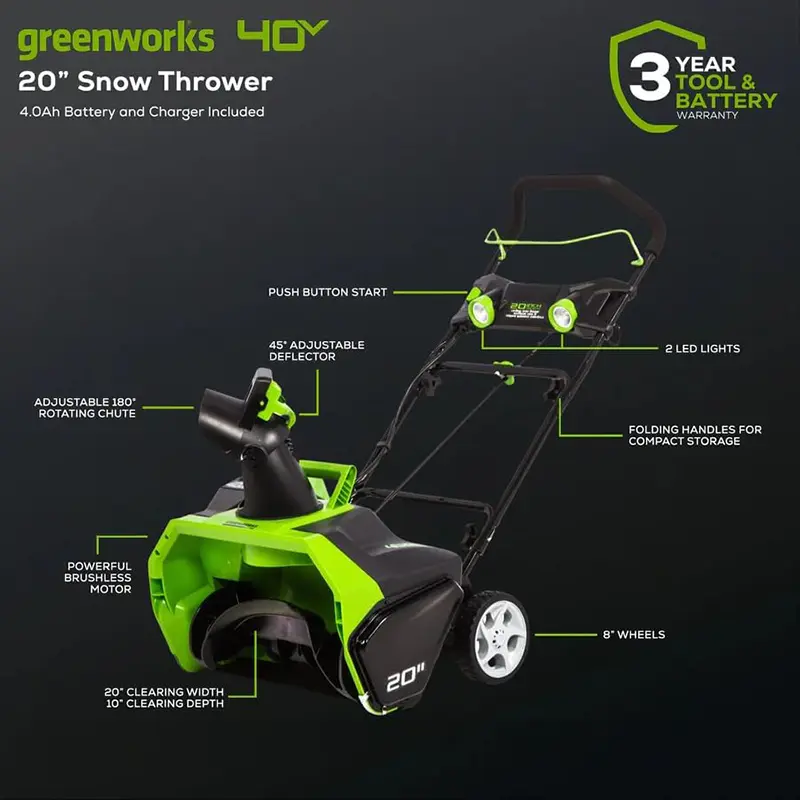 Greenworks 40V 20-Inch Brushless Cordless snow Blower
